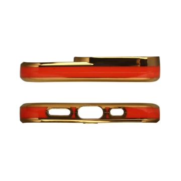 Fashion Case für iPhone 13 Pro Gold Frame Gel Cover Rot