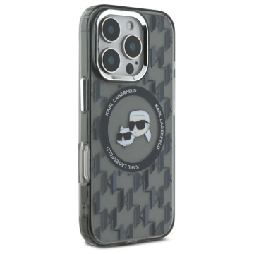 Etui Karl Lagerfeld do iPhone 16 Pro Max 6.9" Czarny MagSafe IML Monogram Karl&Choupette Head 