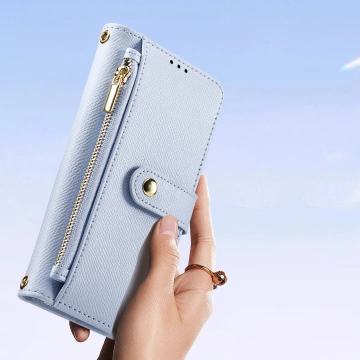 Etui do Samsung Galaxy S25+ Dux Ducis Lawa Skórzane Niebieskie