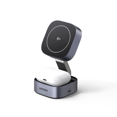 Ugreen W702 3in1 MagSafe Qi2 Ladegerät 15W Faltbar USB-C Schwarz