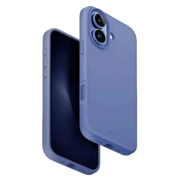 Etui UNIQ Lino Hue do iPhone 16 MagClick Niebieskie Silikonowe