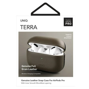 Etui ochronne na słuchawki UNIQ etui Terra do Apple AirPods Pro Genuine Leather oliwkowy/olive