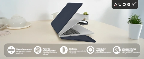 Etui do Apple Macbook Air 15 2023-2025 (M2/M3/M4) – elastyczna, matowa obudowa ochronna, lekka i odporna – Alogy AirGuard™ Granatowy