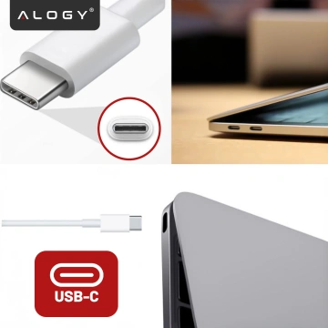 Ładowarka zasilacz do Apple MacBook – szybkie ładowanie Power Delivery PD 61W, kabel USB-C do USB-C 2 m, uniwersalna i bezpieczna – Alogy PowerLink™ Biały