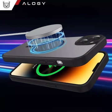 Etui do Apple iPhone 13 obudowa Alogy MagSafe Hybrid Matte Case pokrowiec matowy z ochroną obiektywu czarny + Szkło