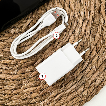  Ładowarka sieciowa USB + kabel USB - Lightning do iPhone 1m szybka 2.4A 12W Denmen Biała