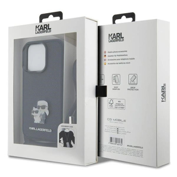 Etui Karl Lagerfeld KLHCP15LSAKCPSK do iPhone 15 Pro 6.1" hardcase czarny/black Crossbody Saffiano Metal Pin Karl & Choupette