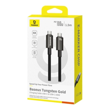 Baseus Tungsten Gold USB-C auf USB-C 100W USB-Kabel 1,5m (Schwarz)