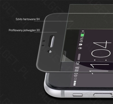 Gehärtetes Glas FULL 3D ROCK iPhone 6 / 6S PLUS Schwarz