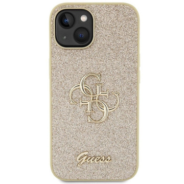 Original GUESS Hardcase GUHCP15SHG4SGD Hülle für iPhone 15 (Fixed Glitter Big 4G / Gold)
