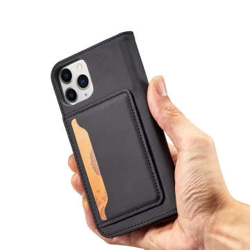 Magnetkartenhülle für iPhone 12 Pro Max Tasche Kartenetui Kartenhalter Schwarz