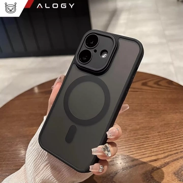 Etui do Apple iPhone 16 obudowa Alogy MagSafe Hybrid Matte Case pokrowiec matowy z ochroną obiektywu czarny