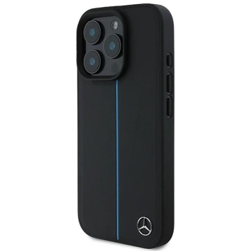 Etui Mercedes do iPhone 16 Pro Max 6.9" Hardcase MB Blue Line Leather MagSafe Czarny
