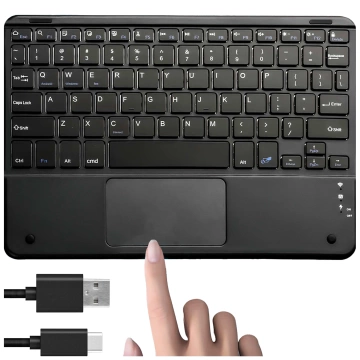 Klawiatura Bezprzewodowa z touchpadem Bluetooth touchpad do PC TV tabletu USB-C Alogy Wireless Czarna