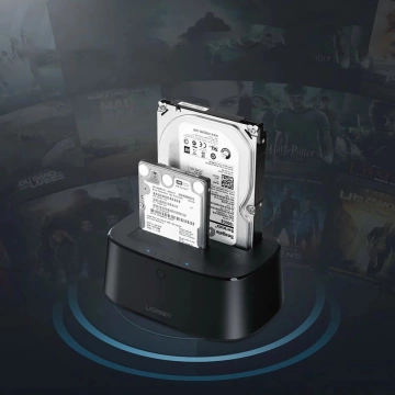 Ugreen CM198 50857 Dockingstation mit USB 3.0 für SATA 2,5" 3,5" SSD HHD Netzteil EU - Schwarz