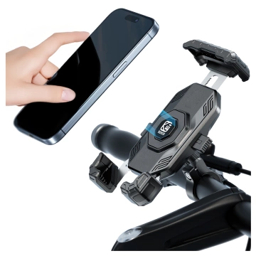 Uchwyt Motocyklowy na Telefon Kewig do Kierownicy i Lusterka, Antywstrząsowy z Systemem Antywibracyjnym, Rotacja 360°, Kompatybilny z Telefonami 5.4–7" – Czarny