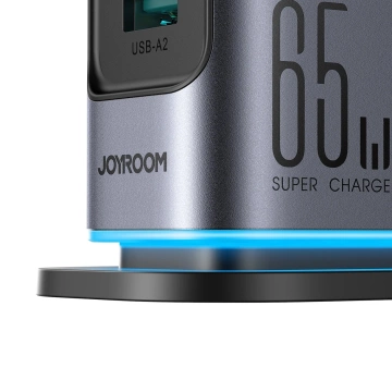 Wieloportowa ładowarka Joyroom 65W GaN, 4x USB-C, 2x USB-A, ciemnoszara
