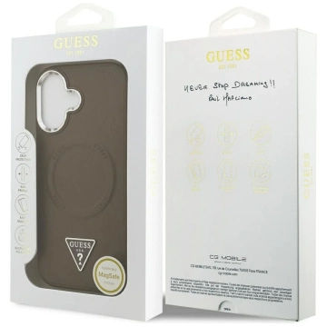 Etui Guess MagSafe do iPhone 17 Triangle Logo Brown