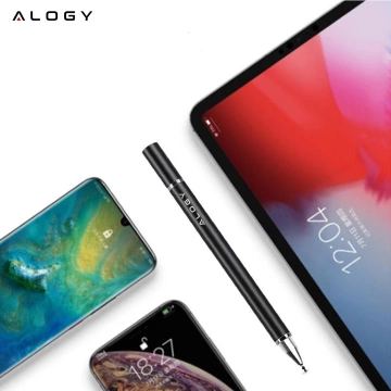 Rysik 2w1 Alogy dotykowy pojemnościowy do ekranu telefonu tabletu z długopisem Czarny