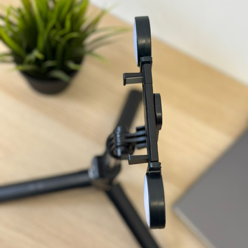 Selfie stick Uchwyt na telefon statyw z podwójną lampą Ring LED Tripod z pilot Bluetooth Czarny