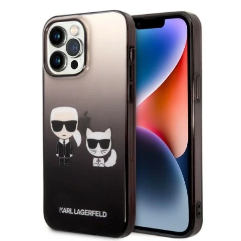 Handyschutzhülle Karl Lagerfeld KLHCP14LTGKCK für Apple iPhone 14 Pro 6.1" Hardcase schwarz/schwarz Gradient Ikonik Karl