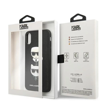 Etui Karl Lagerfeld KLHCI65SAKICKCBK do iPhone XS Max hardcase Saffiano Karl&Choupette Head