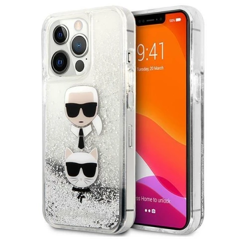 Karl Lagerfeld KLHCP13LKICGLS Handyschutzhülle für Apple iPhone 13 Pro / 13 6.1" Silber/Silber Hardcase Liquid Glitter Karl