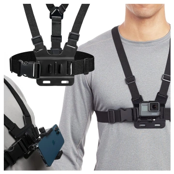 Sportgurt Alogy Chest Brusthalter für Kamera, GoPro-Kameras, Universaltelefon Schwarz