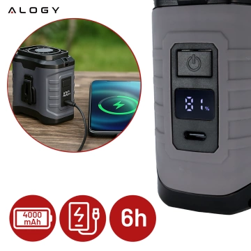 Wentylator z klipsem do paska, akumulator 4000 mAh, 5 poziomów prędkości, czas pracy 8–40 godzin, ładowanie przez USB, do stosowania na placach budowy, na zewnątrz, na wędrówki, do pracy latem, powerbankiem