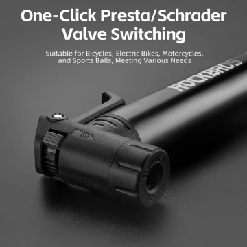 Rockbros 42320010001 Handpumpe für Fahrradschrauber – Schwarz