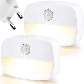 2x Lampka nocna LED z czujnikiem ruchu do gniazdka EU 3 barwy światła Alogy Night Light Biała