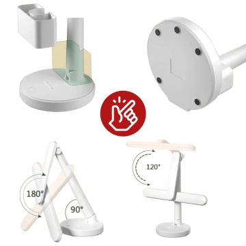 Lampka biurkowa LED nocna lampa USB na biurko dotykowa regulowana organizer i stojaki na telefon biała 