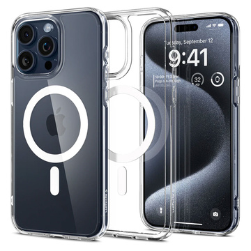 Etui do iPhone 15 Pro Max Spigen Ultra Hybrid MagFit do MagSafe obudowa ochronna na telefon White + Szkło