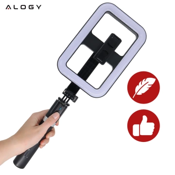 Kijek Selfie Stick Alogy GlowStick™ Pro Tripod Selfie z pilotem i lampą LED do zdjęć makijażu nagrywania filmików długi 132cm Czarny