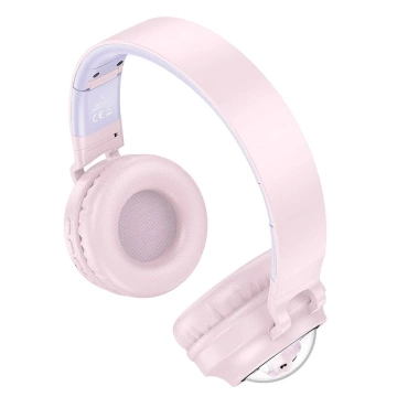 HOCO W50 Bluetooth-Kopfhörer, kabellos, rosa, mit RGB-Hintergrundbeleuchtung und Katzen