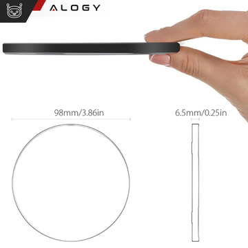 QI kabelloses induktives Ladegerät 15 W schnelle LED Alogy rund für iPhone USB-C-Kabel Schwarz