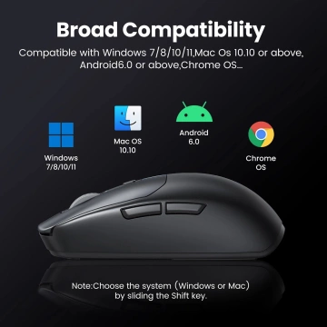 UGREEN MU103 KABELLOSE MAUS 2,4 GHz BT 5.0 DPI USB-C SCHWARZ