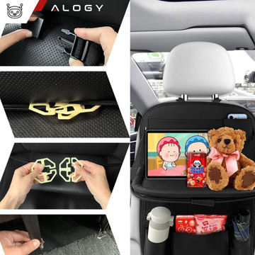 Alogy Schwarz Organizer 2 Halterungen für Auto Autos Reisetisch Autositzschutz Rückenlehne Rückenlehne Sitz