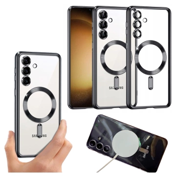Etui do Samsung Galaxy S25 Alogy LuxeShield™️ Glamour Luxury Ring obudowa z osłoną aparatów Czarne + szkło hartowane