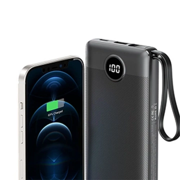 Powerbank Externer Akku VEGER C10 – 10.000 mAh (Micro Typ C Lightning 8-polig) schwarz (W1116)