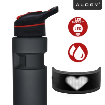Alogy FitBottle™ 800ml Smart-Trinkflasche mit LED-Display, Bluetooth-Verbindung, Strohhalm, Motivationsfunktion, wiederverwendbar – Schwarz