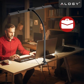  Lampa Biurkowa LED Kreślarska do Monitora ze Składaną Konstrukcją, Regulowaną Jasnością i Pełnym Spektrum Światła, z Mocowaniem do Blatu, Ochrona Oczu, Alogy DeskPro™