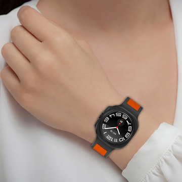 Pasek na zegarek Opaska do smartwatcha do Samsung Galaxy Watch Ultra 47mm Czarno-Pomarańczowy