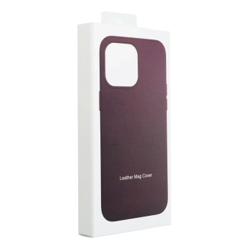 Etui Leather Mag Cover kompatybilne z MagSafe do Apple iPhone 15 Plus ciemny fioletowy