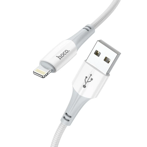 HOCO USB-A auf Lightning-Kabel X70 1 m, weißes Nylongeflecht, 2,4 A
