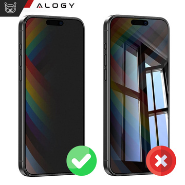 Szkło prywatyzujące do iPhone 15 / 15 Pro / 16 Anti-Spy Private Antyszpiegowskie hartowane na ekran matowe Alogy