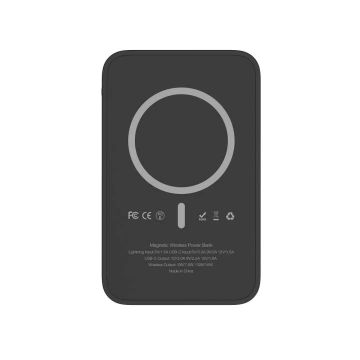 Bateria zewnętrzna (POWER BANK) VEGER MagOn Kick z ładowaniem indukcyjnym wspiera ładowanie z MagSafe 15W - 5 000mAh PD 20W czarny (V0553P / W0553P)