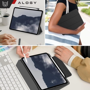 Etui magnetyczne 360 do Apple iPad 10.9” 10 / 2022 / 11” 11 / 2025 Alogy Magnetic 360 Case obudowa ochronna na tablet Czarne + Szkło