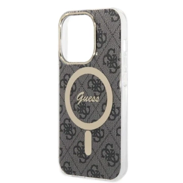 Zestaw Guess GUBPP14XH4EACSK Case Charger iPhone 14 Pro Max 6,7" Czarny/Black Hard Case 4G Print MagSafe