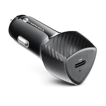 Ładowarka samochodowa Forcell Carbon 20W USB-C + kabel Lightning